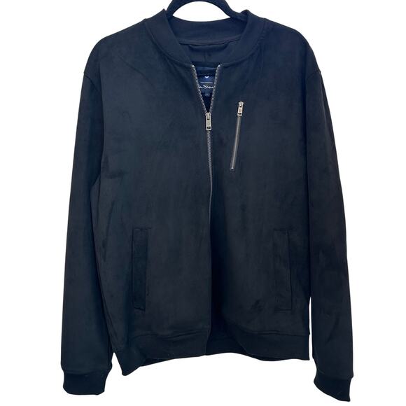 Ben Sherman Men's Large Faux Suede Black Jacket Coat Zip Up Casual Light Weight - Picture 1 of 6